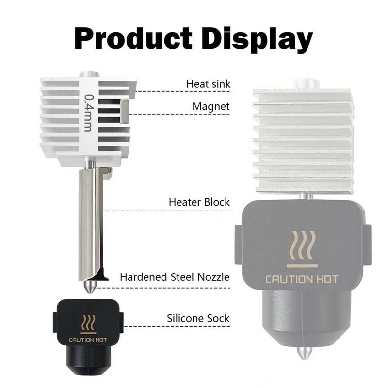 HzdaDeve 2 Pack A1 Mini/A1 Hotend Print Head Hot End Kit Extruder Upgrade Stainless Steel Hotend All Metal Silver Radiator Integrated Structure Kit with Extra 2PK Silicone Sock for Bambu Lab Printer - Image 3